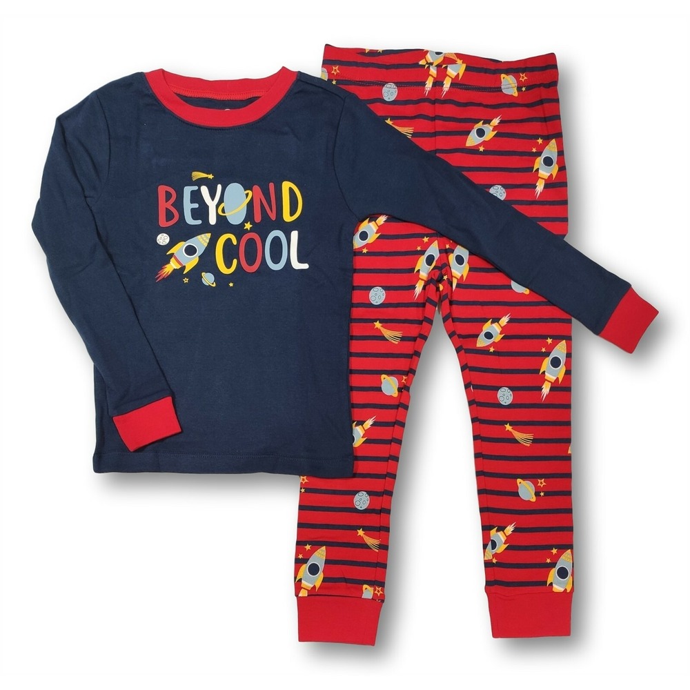 Wonder Nation Toddler Boys 4T Space Pajamas Galaxy Shirt Pant Snug-fit PJ Set